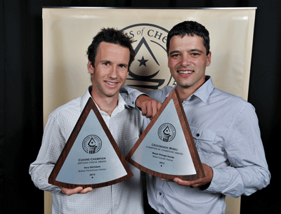 Cuisine Champion Artisan Cheese Award winner Jake Rosevear and Crossroads Wines Champion of Champions Award winner Miel Meyer